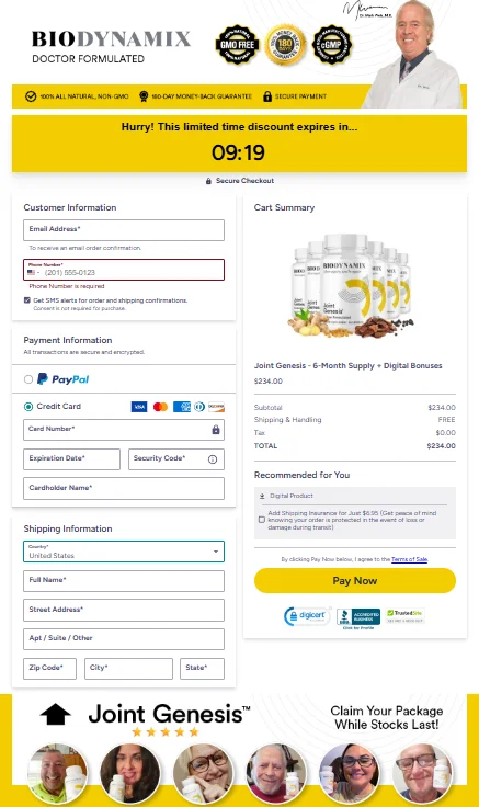 Joint Genesis Secured Order Page